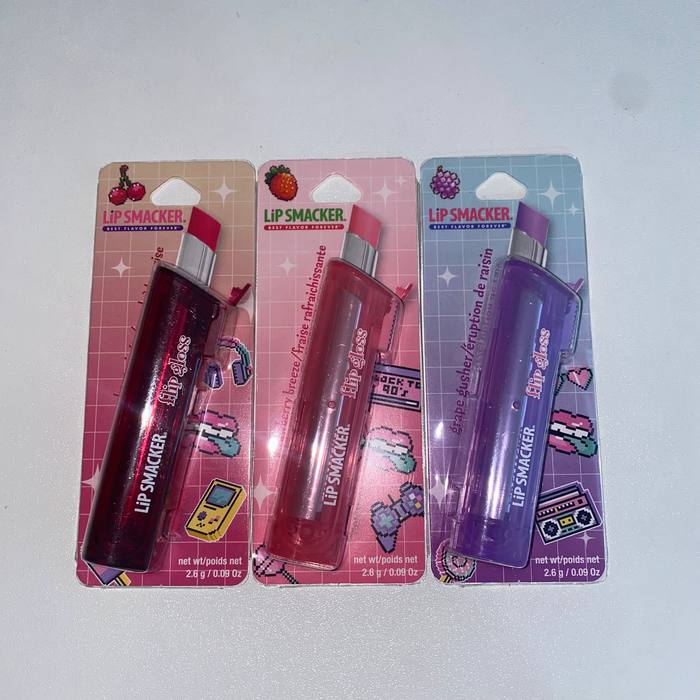 NEW Lip Smacker Flip Gloss Cherry, Strawberry, Grape PACK OF 3 OF ALL 3 FLAVORS