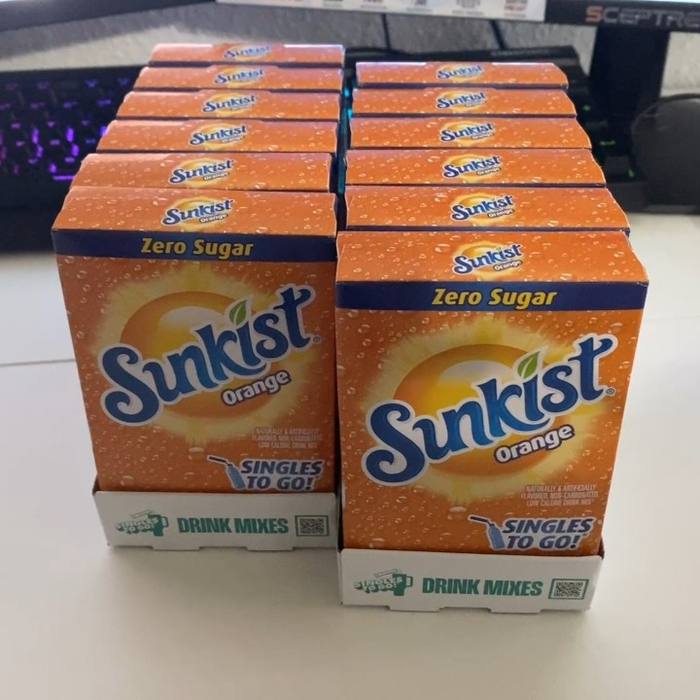 72 Servings Sunkist Soda Orange Singles To Go Drink Mix 12 Boxes 6 Packets per box