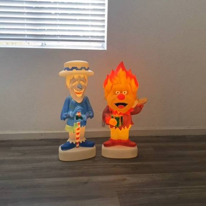 32 Heat and Snow Miser Set LED Lighted Blow Mold Outdoor Christmas Decor Gemmy