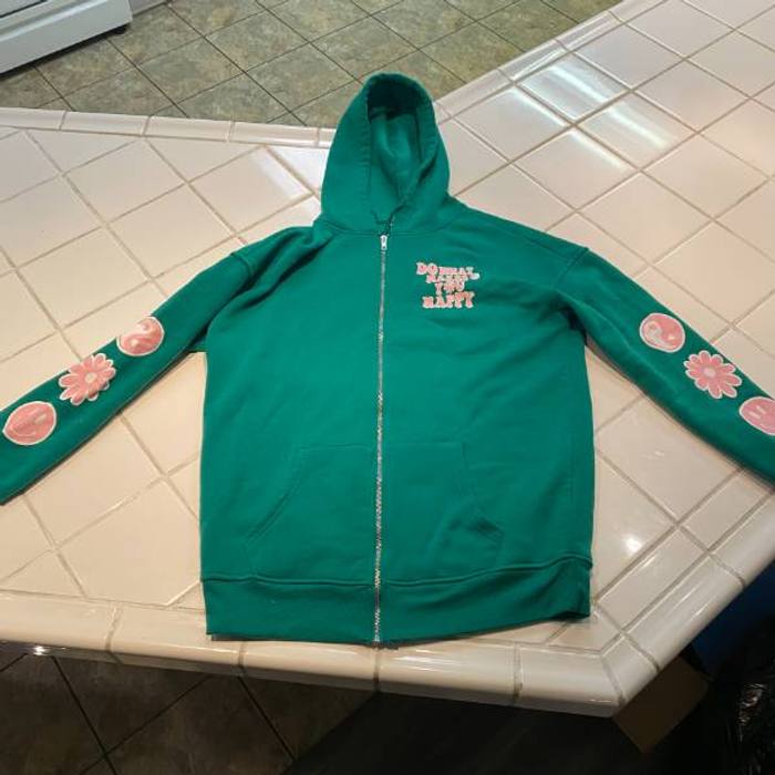 Orange Kiss Women's S Green Full Zip Hoodie Do What Makes You Happy Yin Yang