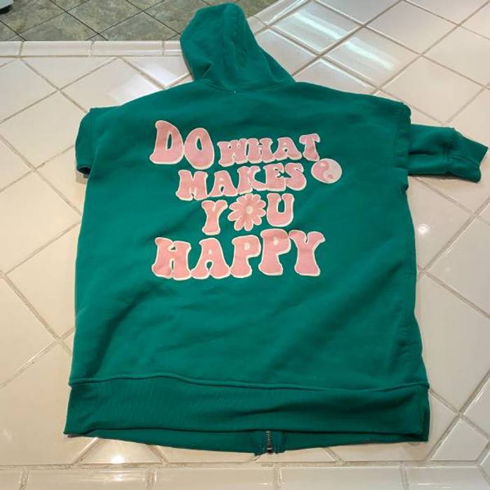 Orange Kiss Women's S Green Full Zip Hoodie Do What Makes You Happy Yin Yang