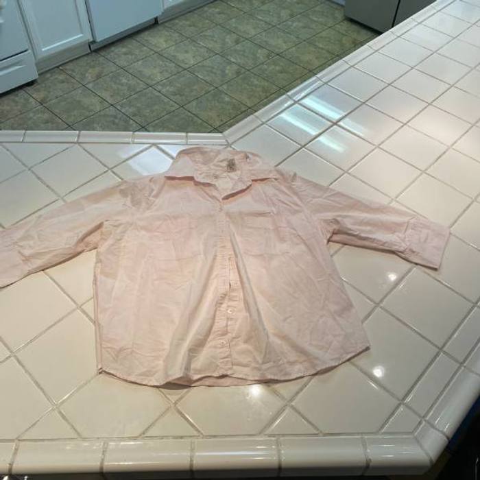 Merona Women's Button Down Shirt Size 18W Pink Long Sleeve Cotton Blend