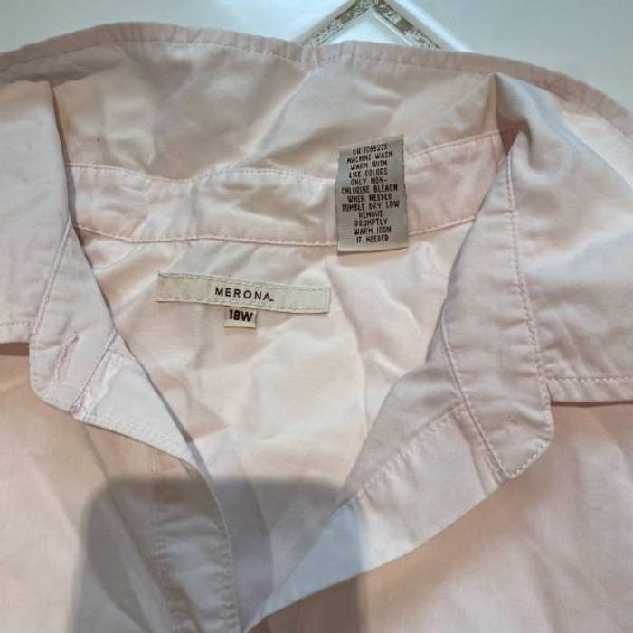 Merona Women's Button Down Shirt Size 18W Pink Long Sleeve Cotton Blend