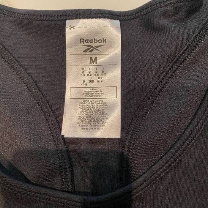Reebok Women's Crop Top Size M Black Cut Out Back Athletic Shirt