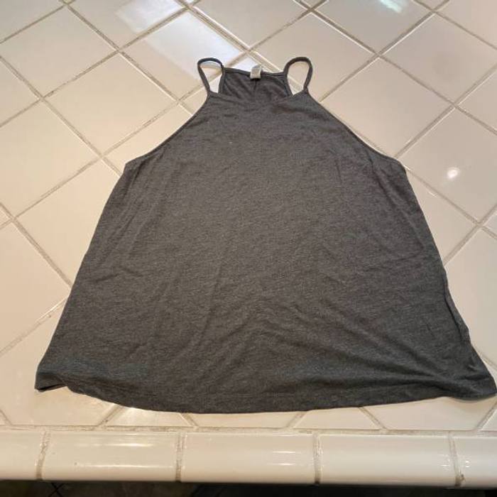 Bella + Canvas Flowy Collection Tank Top Womens M Gray High Neck Racerback