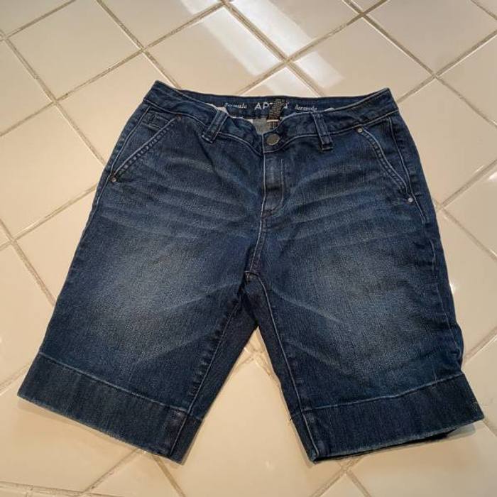 Apt. 9 Bermuda Shorts Women's Dark Wash Denim Cuffed Stretch