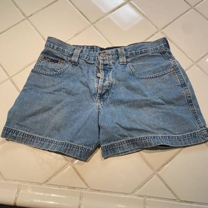 LEI Jeans Vintage Denim Shorts Womens Size 7 Button Fly High Waist Blue