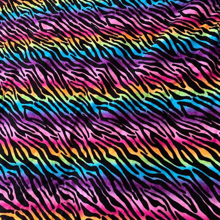 Rainbow Zebra Animal Print Fabric Black Multicolor Neon Craft Sewing 75x80