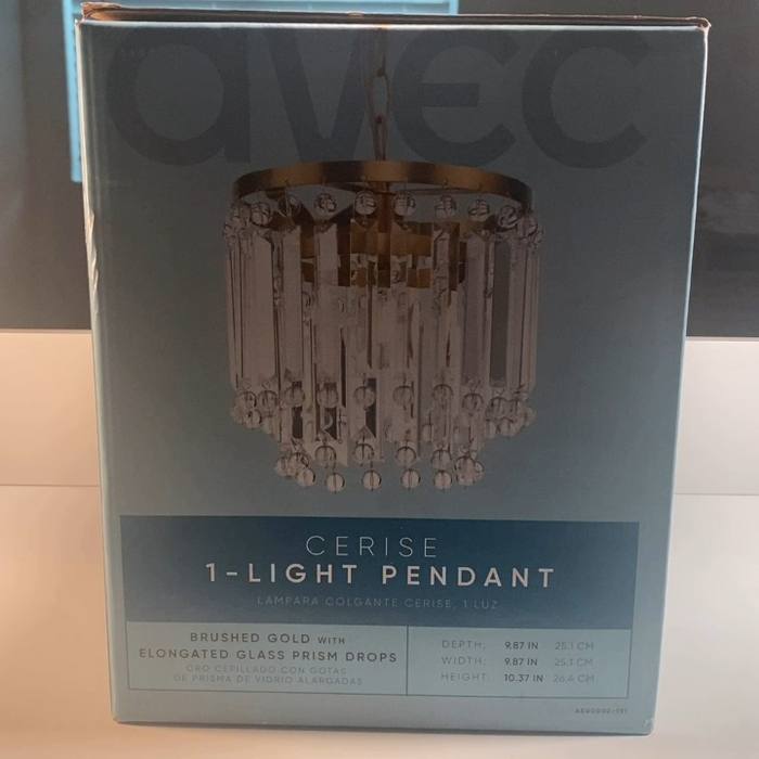 AVEC Cerise 1-Light Pendant Brushed Gold Elongated Glass Prism Chandelier