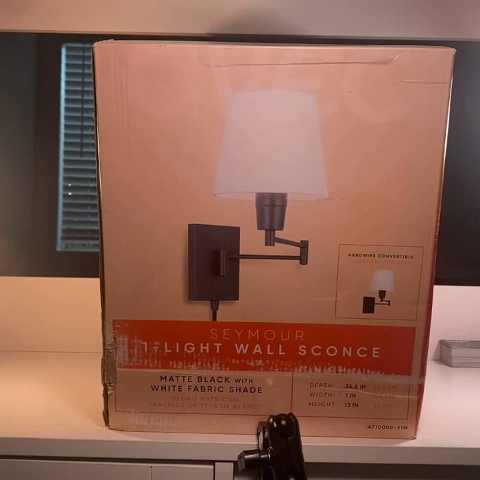 AVEC Matte Black Swing Arm Wall Sconce Lamp Adjustable Plug-InHardwire New