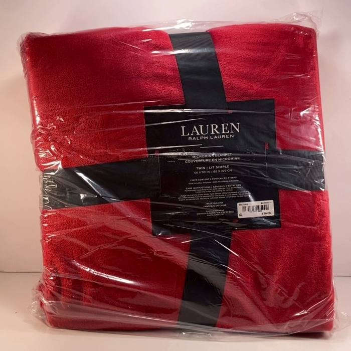 Lauren Ralph Lauren Micromink Blanket Twin Red Luxury Soft New