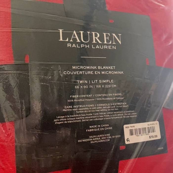 Lauren Ralph Lauren Micromink Blanket Twin Red Luxury Soft New