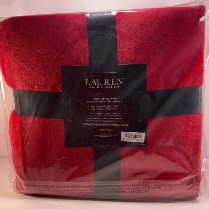 Lauren Ralph Lauren Micromink Blanket King Size Red Luxuriously Soft New