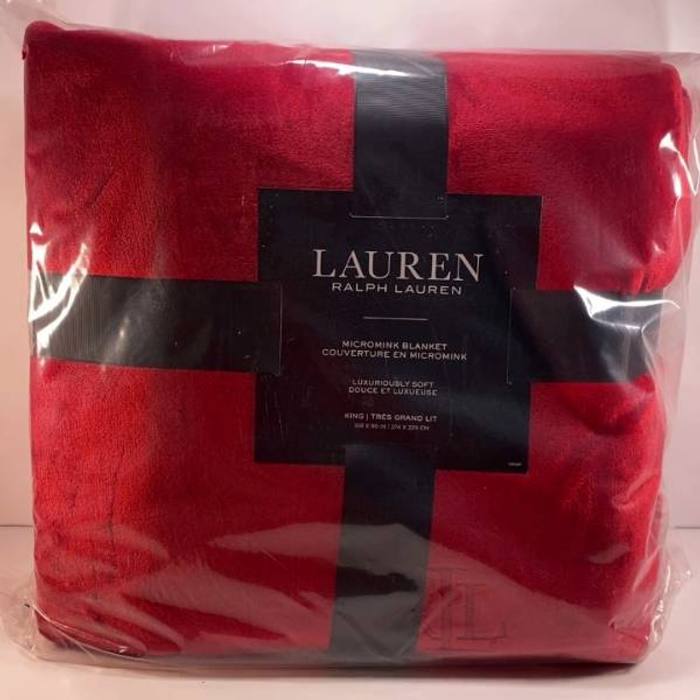 Lauren Ralph Lauren Micromink Blanket King Size Red Luxuriously Soft New