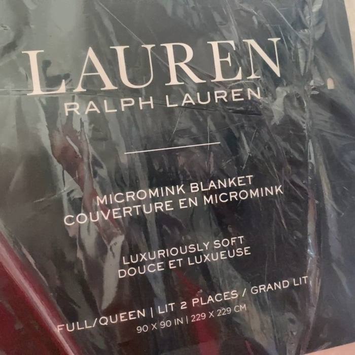 Lauren Ralph Lauren Micromink Blanket FullQueen TanCream New
