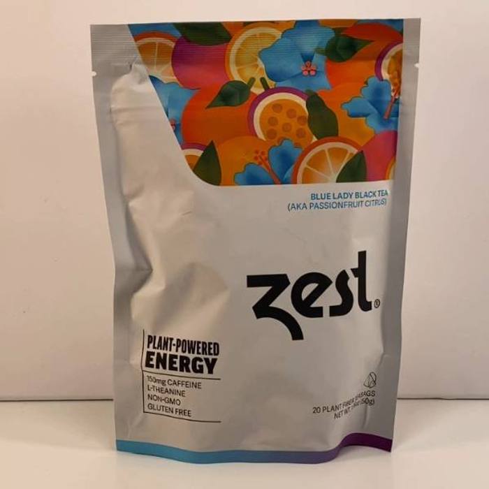 Zest Blue Lady Black Tea Passionfruit Citrus 20 Bags Energy Non-GMO