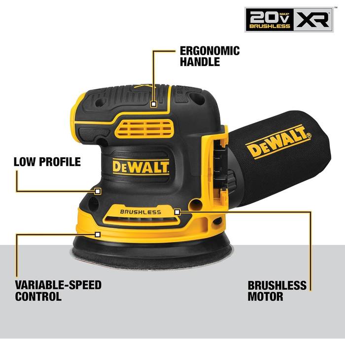 DEWALT DCW210B 20V MAX XR Brushless Cordless Random Orbital Sander 5" Tool Only