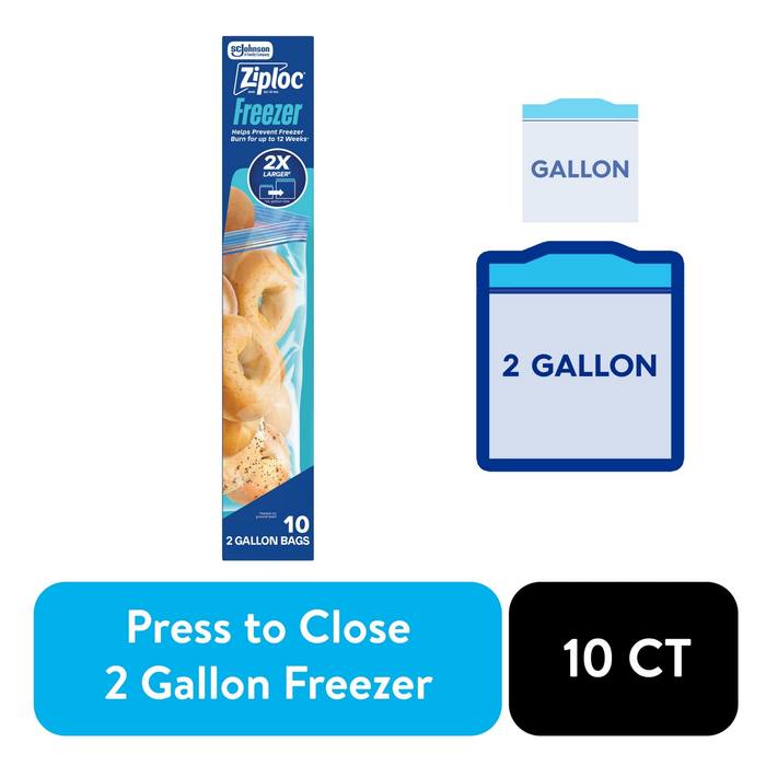 Ziploc Freezer Bags 2 Gallon Size 10ct