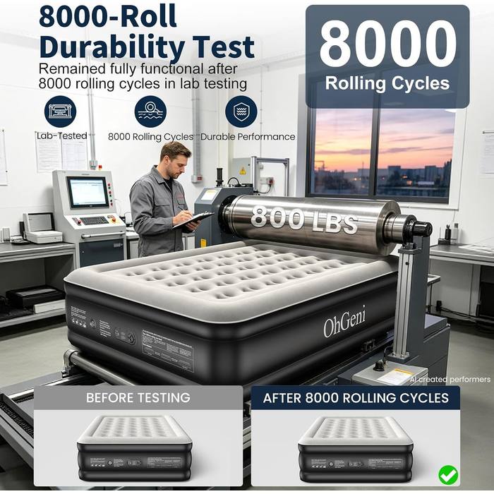 OhGeni Queen Air Mattress 18" Built-in Pump 800lb Inflatable Bed