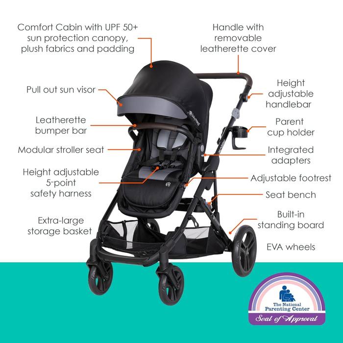 Baby Trend Morph Single to Double Modular Stroller Dash Black New
