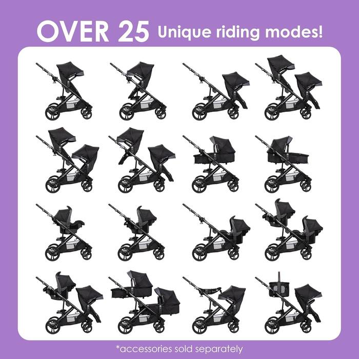 Baby Trend Morph Single to Double Modular Stroller Dash Black New