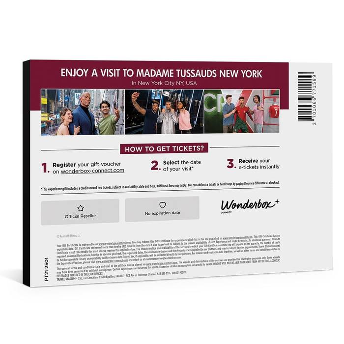 Wonderbox Madame Tussauds New York Gift Box 2 Admission Tickets New