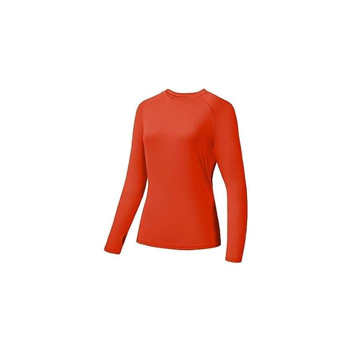 Bassdash Women's XL UPF 50+ UV Sun Protection Shirt Orange Long Sleeve