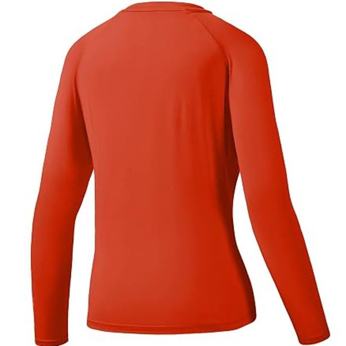 Bassdash Women's XL UPF 50+ UV Sun Protection Shirt Orange Long Sleeve