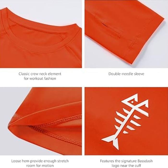 Bassdash Women's XL UPF 50+ UV Sun Protection Shirt Orange Long Sleeve
