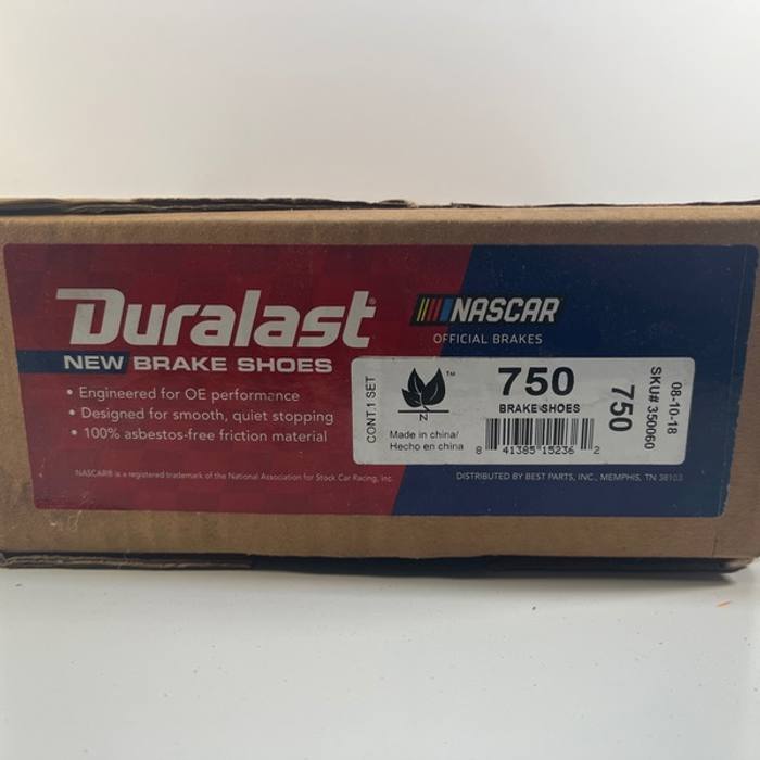Duralast New Brake Shoes 750 Set NASCAR Official Brakes Made in China