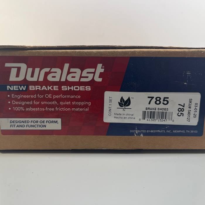 Duralast New Brake Shoes 785 Set, 100% Asbestos-Free, OE Fit