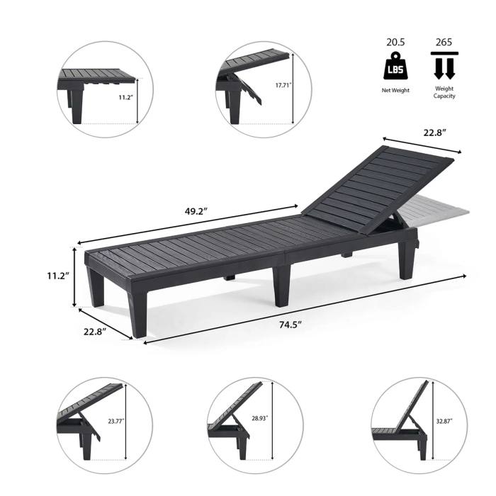 BRAND NEW Nestl Waterproof Adjustable outdoor chaise lounge chair SET of 2