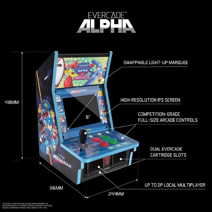 Evercade Alpha Mega Man Bartop Arcade Capcom 8" IPS Screen New