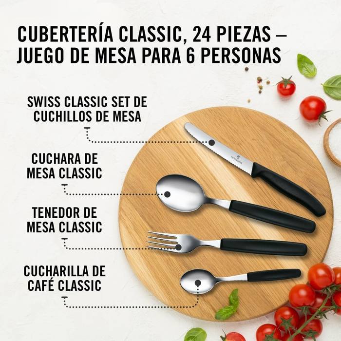 PRESALE Victorinox Swiss Classic 24-Piece Flatware Set Black Tomato Knife Servi