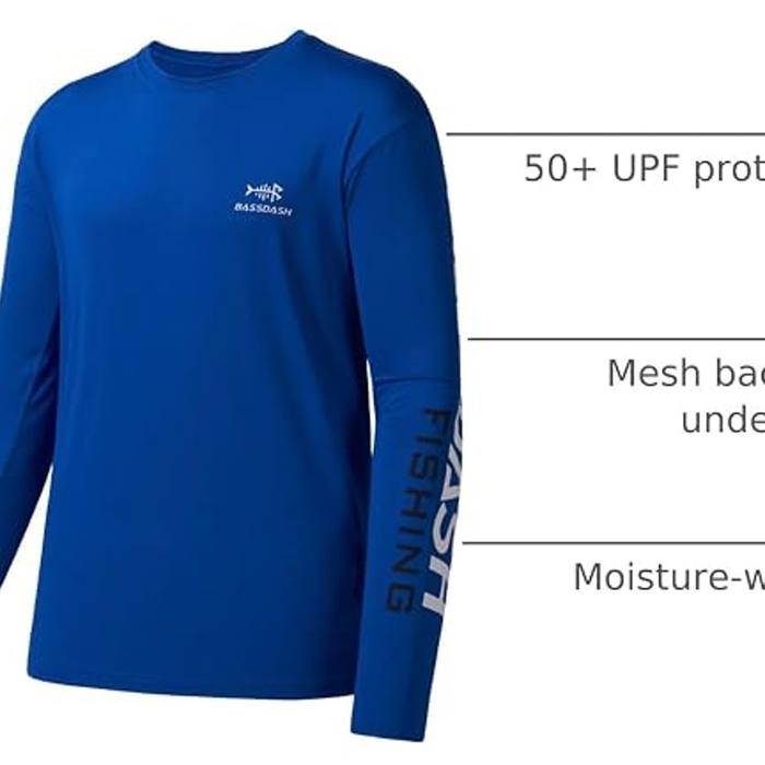 Bassdash Men's L Fishing Long Sleeve UPF UV Sun Protection Shirt Blue