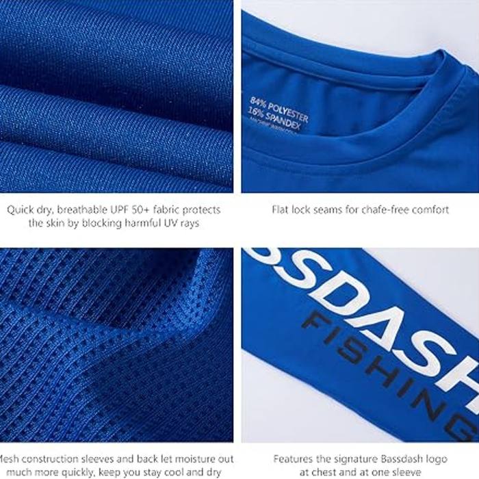 Bassdash Men's L Fishing Long Sleeve UPF UV Sun Protection Shirt Blue