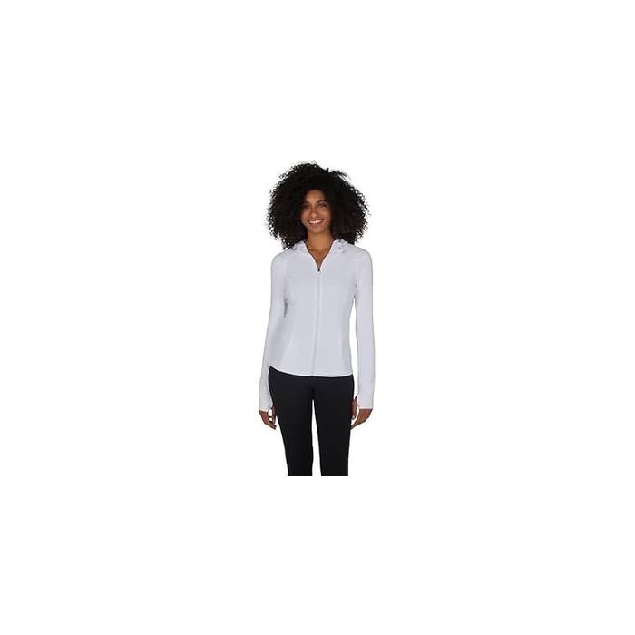 Yogalicious Women's Small White Full-Zip Hooded Jacket Yoga Athletic
