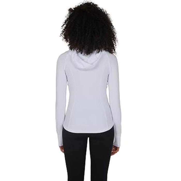 Yogalicious Women's Small White Full-Zip Hooded Jacket Yoga Athletic