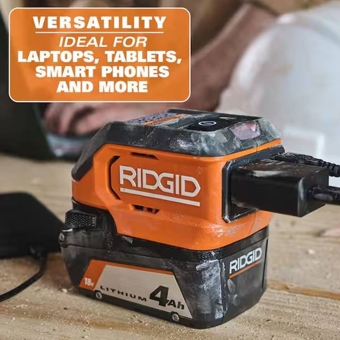 RIDGID 18V Cordless AC Inverter Kit with 2.0 Ah Lithium-Ion Battery and Charger