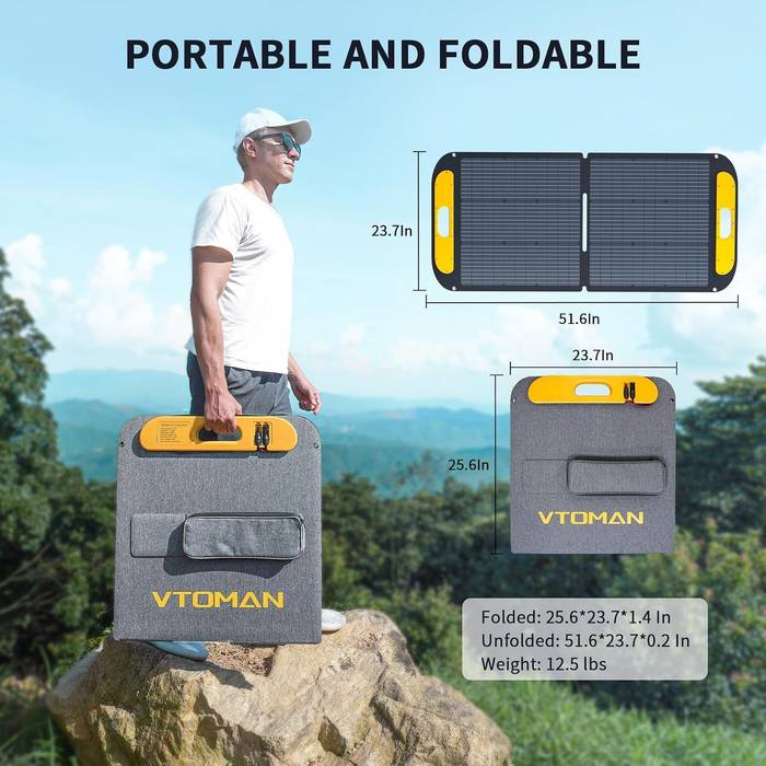 VTOMAN VS110 110W 19V Portable Folding Solar Panel Charger IP67 New