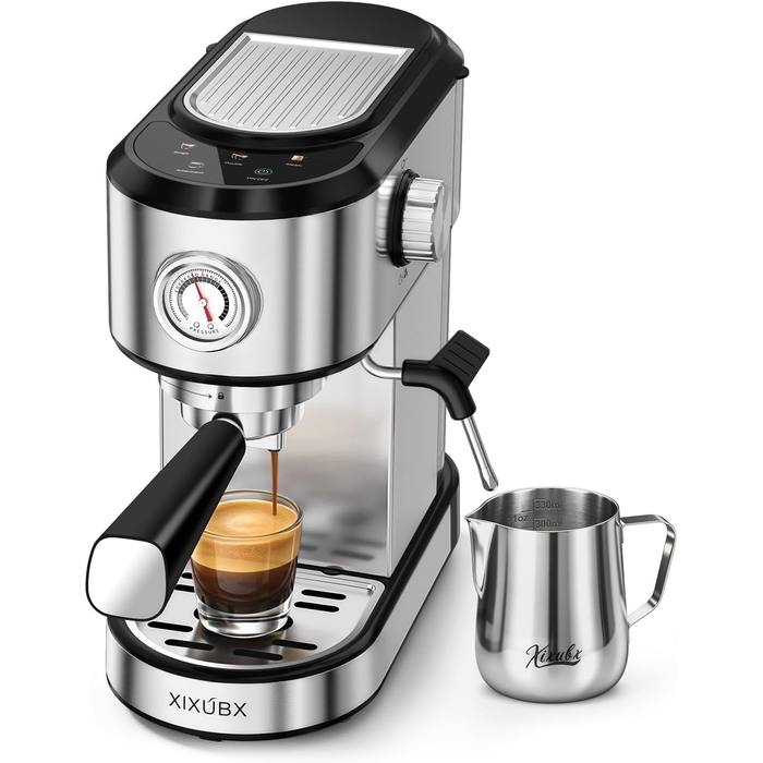 PRESALE XIXUBX 20 Bar Espresso Machine Milk Frother Touchscreen Silver New