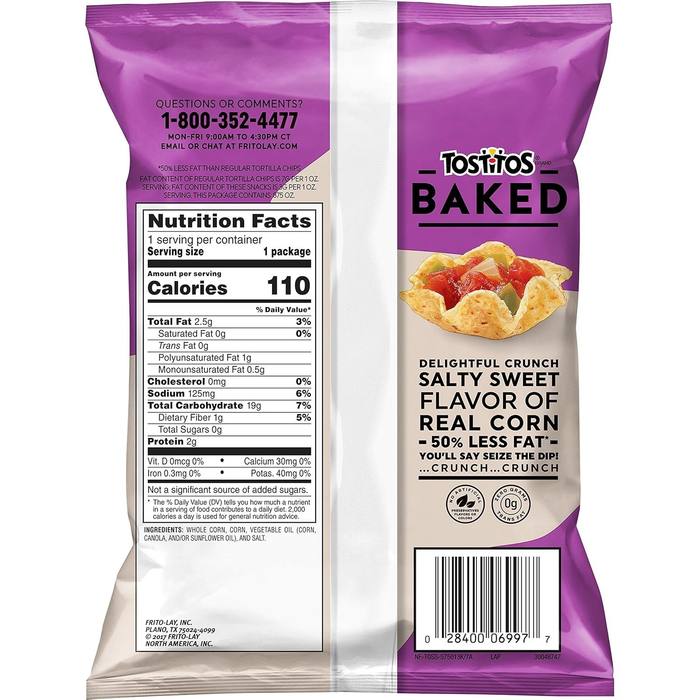 Tostitos Oven Baked Scoops Tortilla Chips 0.875oz Bags Pack of 72