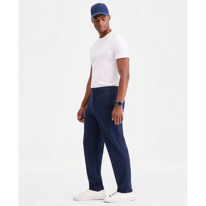 Alfani Men's Textured Knit Suit Pants Navy Blue Stretch Waist Macy's