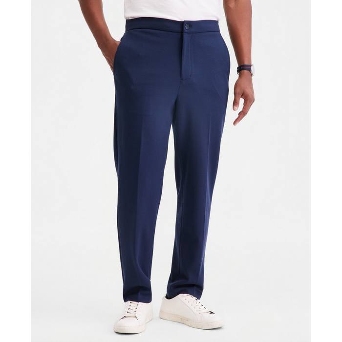 Alfani Men's Textured Knit Suit Pants Navy Blue Stretch Waist Macy's